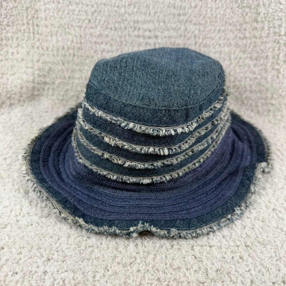 Columbia Sportswear Womens Denim Frayed Bucket Hat Blue Woven Brim CL9335 O/S